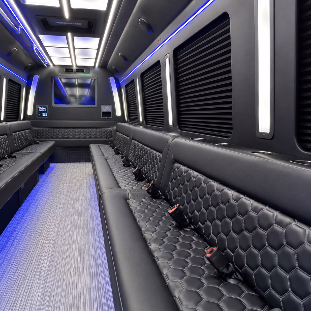 cambridge party bus rental interior